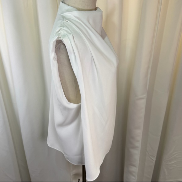 NWT Zara Pleated Shoulder Draped Cowl Neck Sleeveless Blouse in White Size XL - Picture 15 of 16